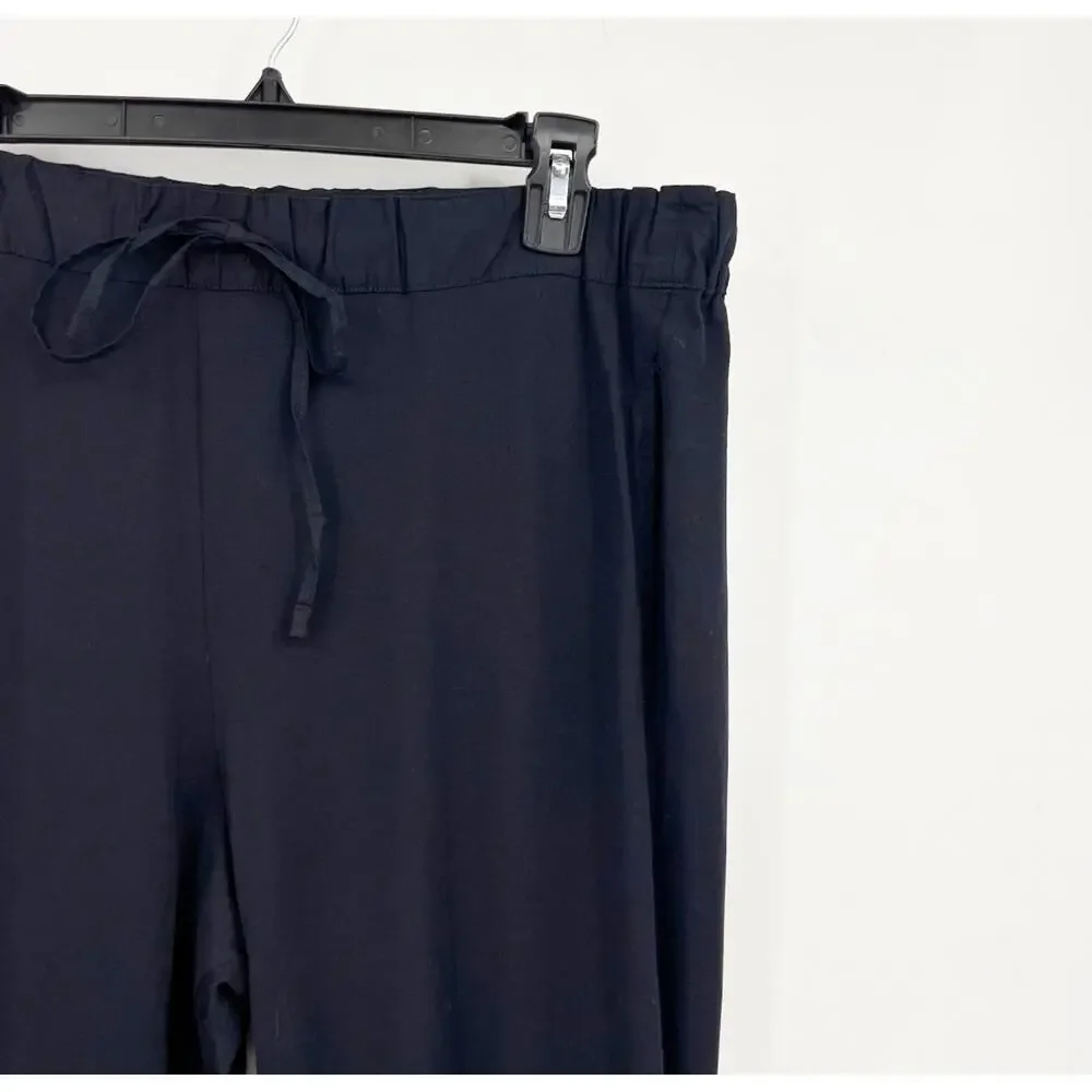 HANRO Men's Night & Day Long Cotton Pants XL Navy Blue Drawstring Pockets NWOT